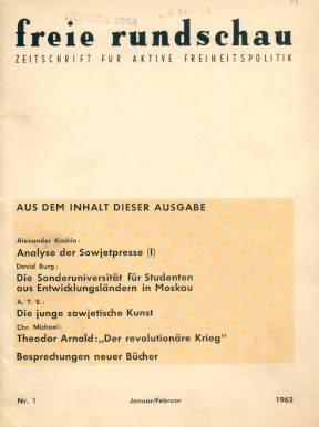 cover: Freie Rundschau. 1962. Nr. 1