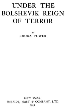 cover: Under the Bolshevik Reign of Terror