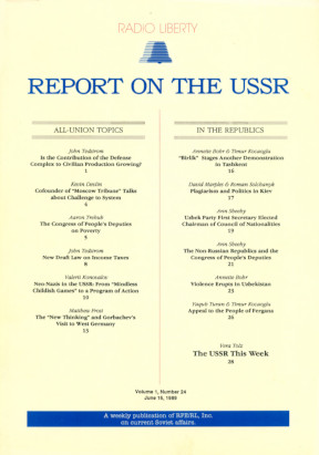 cover: Report on the USSR. Vol. 1, Number 24. June 16, 1989